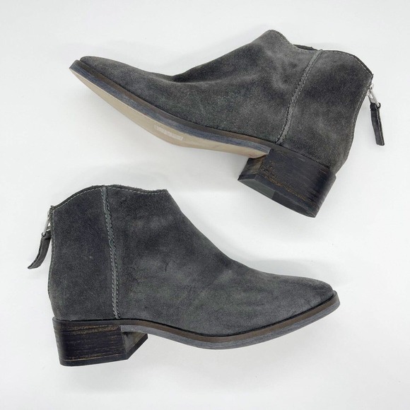 Dolce Vita Tucker Anthracite Suede Bootie Size 8.5 Gray Almond‎ Toe Back Zipper - Picture 1 of 7